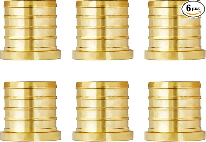 SUNGATOR 6-Pack 1" Pex Plug End Cap, No Lead Brass, Pex Fittings 1 Inch