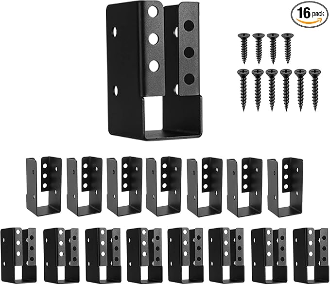 Concealed Joist Hanger 16PCS,2"x4" Joist Bracket,Framing Bracket,Railing Brackets,Q235B Steel Powder-Coated Joist Hanger Fit for Beam,Swing, Handrail,Fence