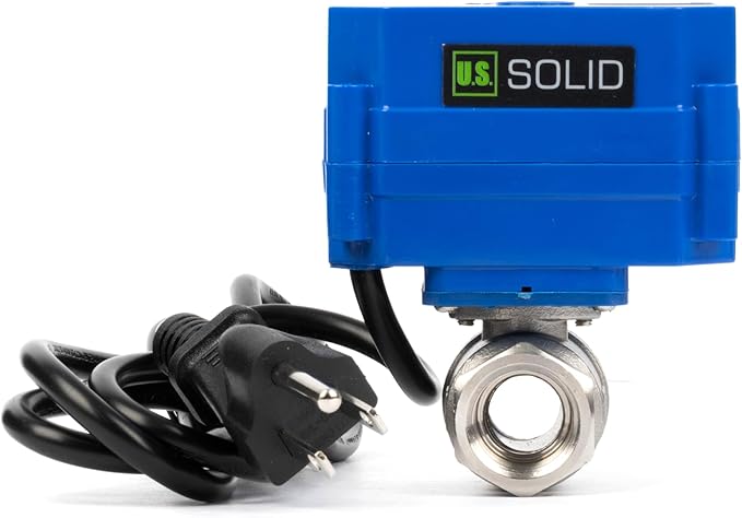 U.S. Solid 1/2" Motorized Ball Valve with US Plug 110VAC Stainless Steel Electrical Ball Valve,Auto Return, Normally Open