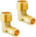 SUNGATOR 2-Pack PEX A Expasnion 1/2"x 1/2" Male NPT Elbow Threaded Adapter Brass Fitting, No Lead Brass, ASTM F1960 ONLY For Pex-A Tubing
