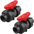 DERNORD 2 Pack PVC True Union Ball Valve NPT Threaded with Full Port, EPDM O-Rings, and Reversible PTFE Seats, Rated at 200 PSI (3/4 Inch NPT Threaded)
