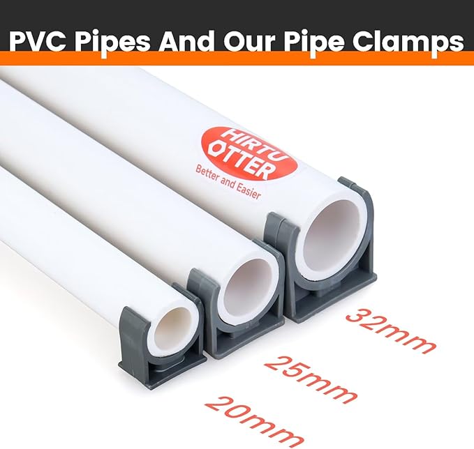 25mm/0.98" (100 PCS) U-Shaped PVC Pipe Clamps (Gray), Hose Hanger Support, High Strength for Home Plumbing, TV Trays, Water Supply, Garden Tubing, PEX, UV Resistant, fit for 3/4" PVC Pipe Sch40