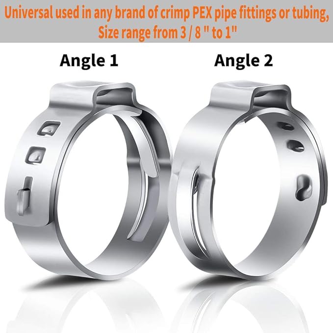 100PCS 3/4 Inch PEX Cinch Clamps Rings, 304 Stainless Steel PEX Fitting Clamps Pinch Crimp Rings for PEX Tubing Pipe Fitting Connections (Silver -3/4inch(100PCS))