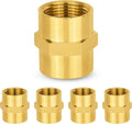 5-PCs HeSun Brass Pipe Fitting, 1" NPT Female x 1" NPT Female Hex Pipe Adapter