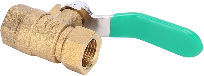 1/4in Female Thread Ball Valve, Brass Water Valve for Plumbing System, Thickened Brass Drain Shut Off Switch with Fixed Ball Structure, Automatic Pressure Relief Function