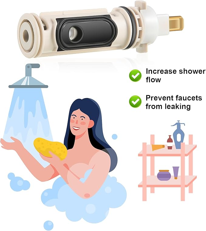 Enhon 2 Pack 1222 Replacement Cartridge Compatible with Moen with Puller, Tub Shower Cartridge Replacement Kit Compatible with Posi temp Faucet, Shower Repair Tool