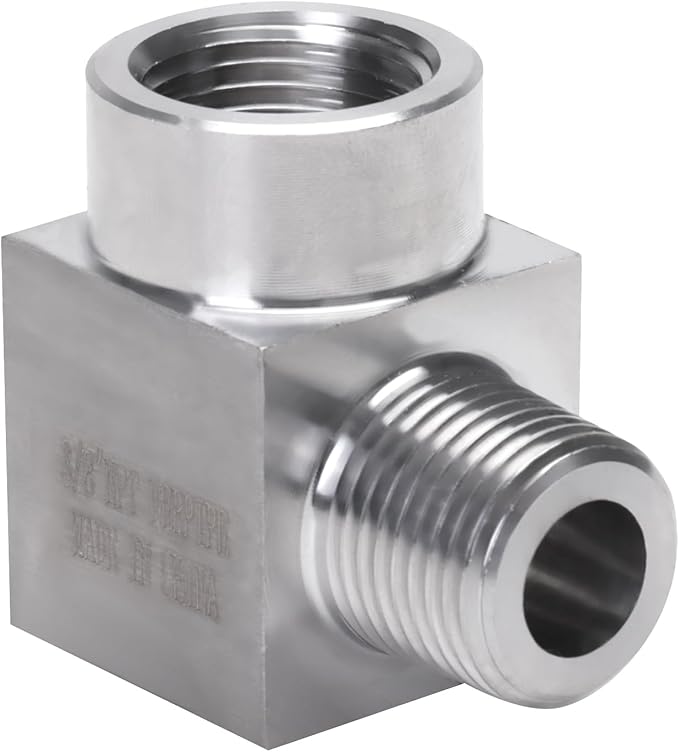 90 Degree Street Elbow - 3/8" NPT Male to 3/8" NPT Female Stainless Steel 304 Heavy Duty Forged Square Barstock Street Elbow Adapter Pipe Fitting (pack of 2)