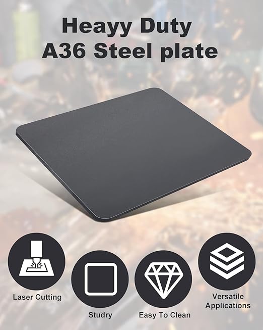 1/4 Inch Steel Plate, A36 Steel Sheet Square Hot Rolled Steel Base Plate, 8in x 8in Weldable Metal Sheet for Structural Support and Industrial Use(1 Pack)