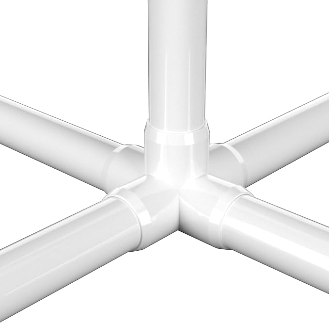 FORMUFIT 1-1/2" 5-Way PVC Cross Furniture Grade Fitting in White, 1.9" Actual ID, (Pack of 4), Made in USA, UV-Resistant, Impact-Proof, Add Internal Structure Support with PVC Pipe - F1125WC-WH-4