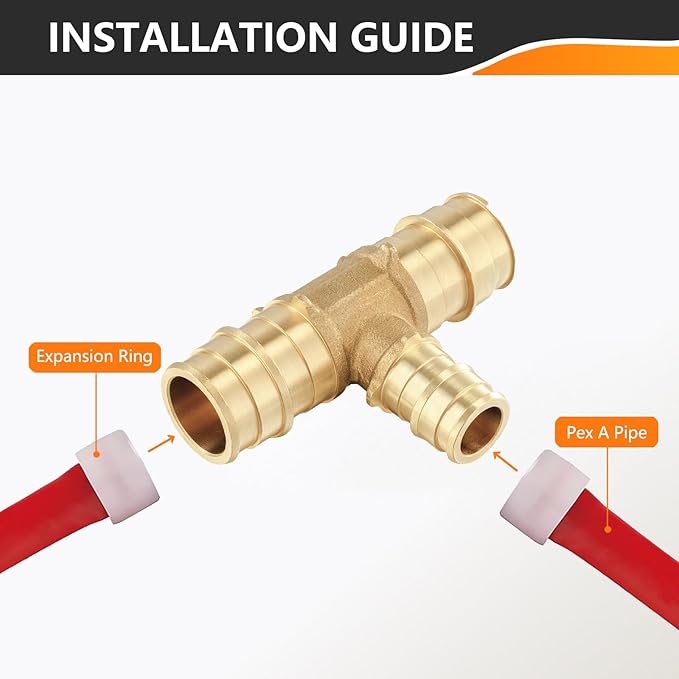 10-Pack HeSun PEX-A Fitting, 3/4"x3/4"x1/2" Expansion Tee, PEX Expansion Fitting Tee, ASTM F1960(PEX1960120)