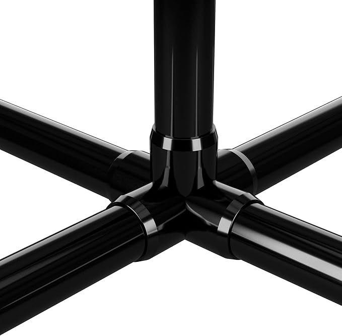 FORMUFIT 1-1/2" 5-Way Cross Furniture Grade PVC Fitting in Black, Made in USA, UV-Resistant, Impact-Proof, 1.900” Actual Socket Diameter (Pack of 4) - F1125WC-BK-4