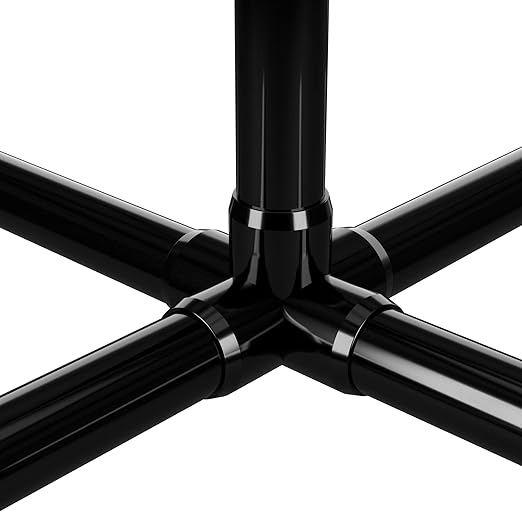 FORMUFIT 1-1/4" 5-Way Cross Furniture Grade PVC Fitting in Black, Made in USA, UV-Resistant, Impact-Proof, 1.66” Actual Socket Diameter (Pack of 4) - F1145WC-BK-4