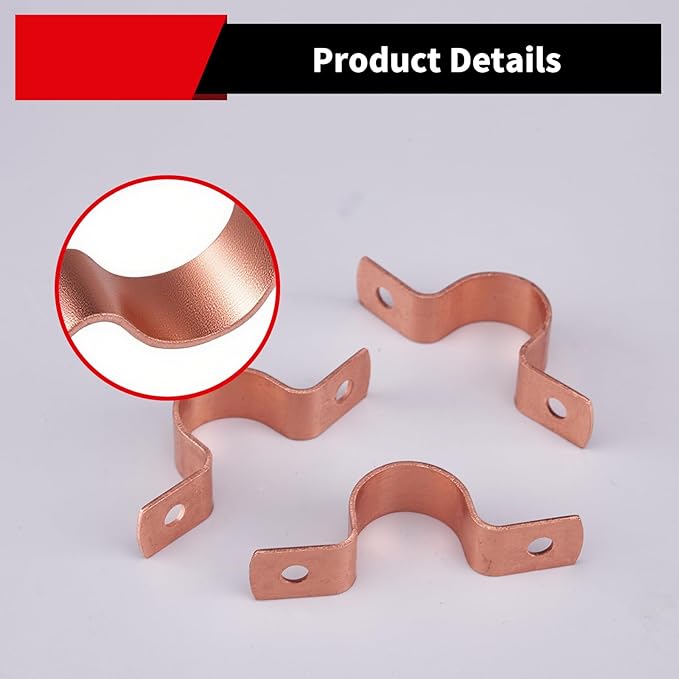Plumbing Copper Pipe Straps, 50-Pcs 1/2 inch 2-Hole Pipe Clamp Mount Support