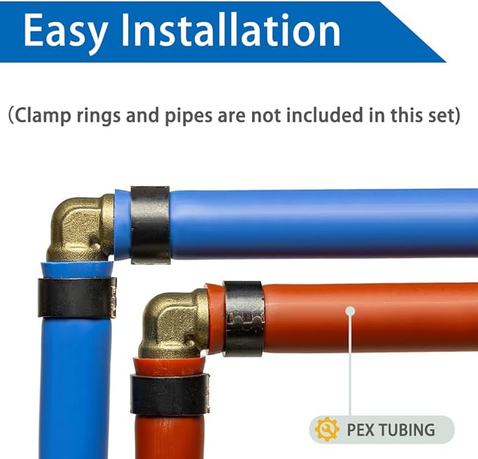 Hooshing 16PCS 3/4 Inch 90 Degree Elbow PEX Fitting Solid Brass Barb Crimp Fittings for PEX Pipe Hose