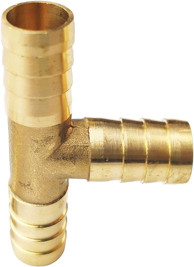 2PCs 1/2" Brass Hose Barb Fitting Tee 3 way Barbed Splicer Mender Union Fitting with 6PCs Hose Clamp for Oil Water Air