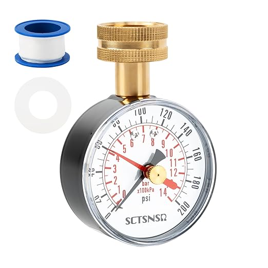 0 to 200 Psi Water Pressure Test Gauge with Red Max Pointer, 2.5 inch Dial Size, 3/4 inch Female Garden Hose Thread, Black Steel Case, Inspector for Home Hose Bib, House Water Tube, Spigot