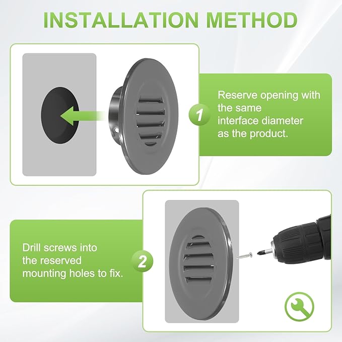 PATIKIL 4.6" Round Air Vent, Louver Grille Cover Aluminum Alloy Soffit Vent HVAC Ventilation for Ceiling Wall Roofing Bathroom Kitchen Garage Duct Shed Garage, Dark Gray