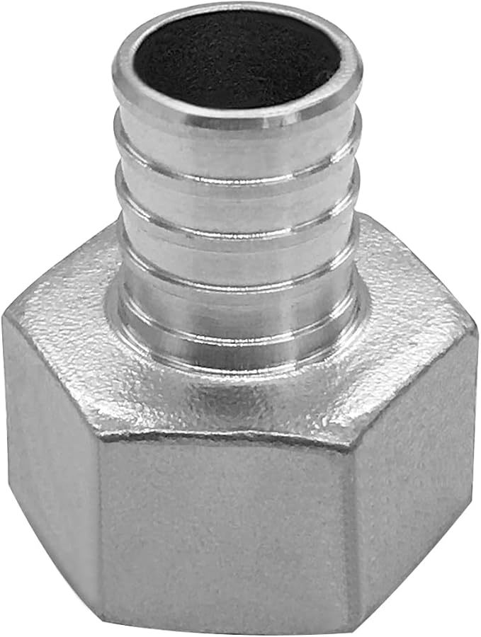 Barb Crimp PEX 3/4" x 3/4" NPT Female Thread Adapter Stainless Steel Crimp Fitting (Pack of 3)