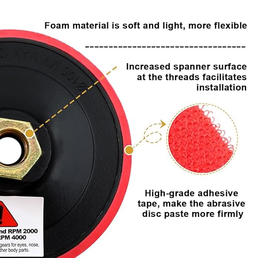 SHDIATOOL 4-Inch Backer Pad Backing pad of Foam Plastic Body with 5/8-Inch-11 Thread for Diamond Polishing Pads