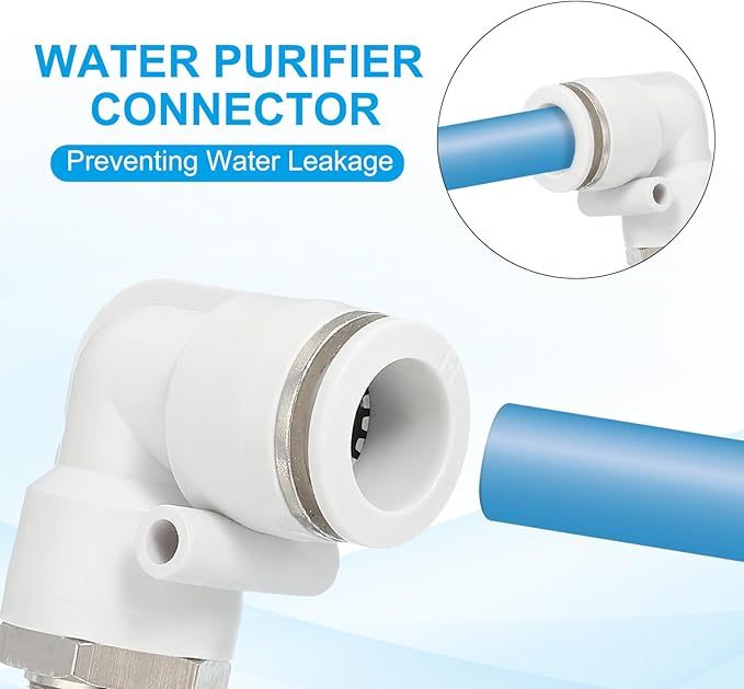 PATIKIL Push to Connect Fitting, 2 Pack Pneumatic Air Elbow Quick Connector 3/8"PT Male Thread x 14mm Tube 90 Degree Connect Tubing Elbow Air Tube Fitting Pneumatic Quick Adapter, White