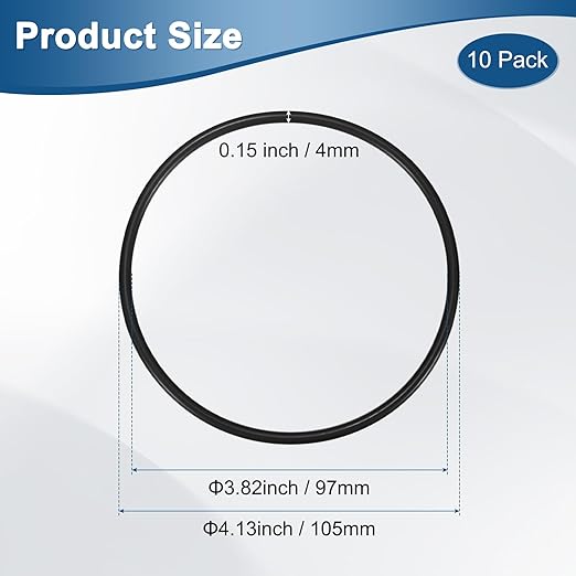 10-Pcak Nitrile Rubber O-Rings, 97mm ID, 105mm OD, 4mm Width, Metric Sealing Washer Gasket for Automotive Machine Plumbing/Faucet/Air or Gas Connections, Resists Oil and Heat