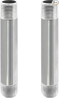 GeilSpace 3/4" x 6" Stainless Steel Pipe, 304 Pipe Nipple Fits Standard 3/4 Inch Threaded Pipes and Fittings, DIY Industrial Metal tube (2 PCS)