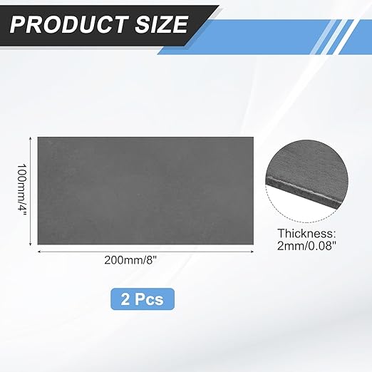 MECCANIXITY 2pcs 1/16"(2mm) x4 x8 Steel Plate, Black Hot Rolled A36 Steel Sheet Plate Base, Square Weldable Metal Discs for Industrial Construction Structural Support