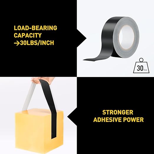 Lichamp 6 Rolls Heavy Duty Thicker Black Duct Tapes, 17 mil No Residue Duct Tape for Packaging Taping Sealing Repairing Tying, Wide Tape for DIY or Commercial Use, 2 Inches x 25 Yards, B206BK