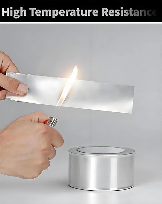 Aluminum Foil Tape 2" x 100' Silver, 4mil Thick, Heavy Duty, High Temp, HVAC Tape