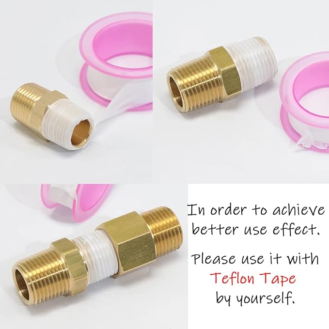 8PCS 1/8 Inch NPT Brass Hex Nipple Coupling 1/8" NPT x 1/8" NPT Male Threaded Equal Diameter Coupler Air Hose Pipe Fittings Adapter for Water/Oil/Gas