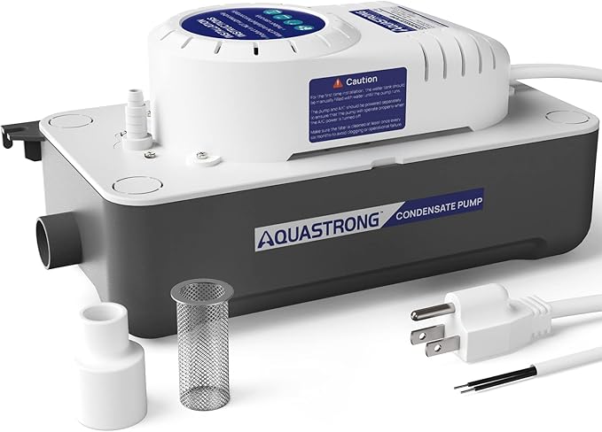 Aquastrong 1/38 HP 85 GPH HVAC Condensate Pump, 115V/230V, AC Condensation Remove Pump with Automatic Safety Switch & 19.7ft Tubing for Air Conditioner, Furnace, Dehumidifier,Ice Maker,Water Drain