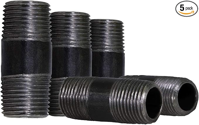 Everflow Supplies NPBL1420-5 close nipple pipe, 1/4" x 2", Black