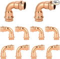 (10-Pack YVSKM) Copper Press 1/2" Long Radius Elbow Fittings,90° Copper Pipe Fittings for Water Supply, Plumbing & Hydronic Heating|Press Connect Elbow Compatible with ProPress & Standard Press Tools