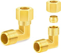 ChillWaves Brass Compression Tube Fitting, 3/4" OD x 1/2" NPT Male 90 Degree Elbow Compression Union Connector(2-PACK)