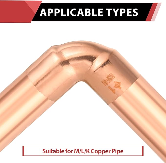 5 Pack EFIELD 1" C X C Short Radius Copper 90 Degree Elbow, LF Copper Plumbing Fittings with Sweat Solder Connection,(COPPER049)