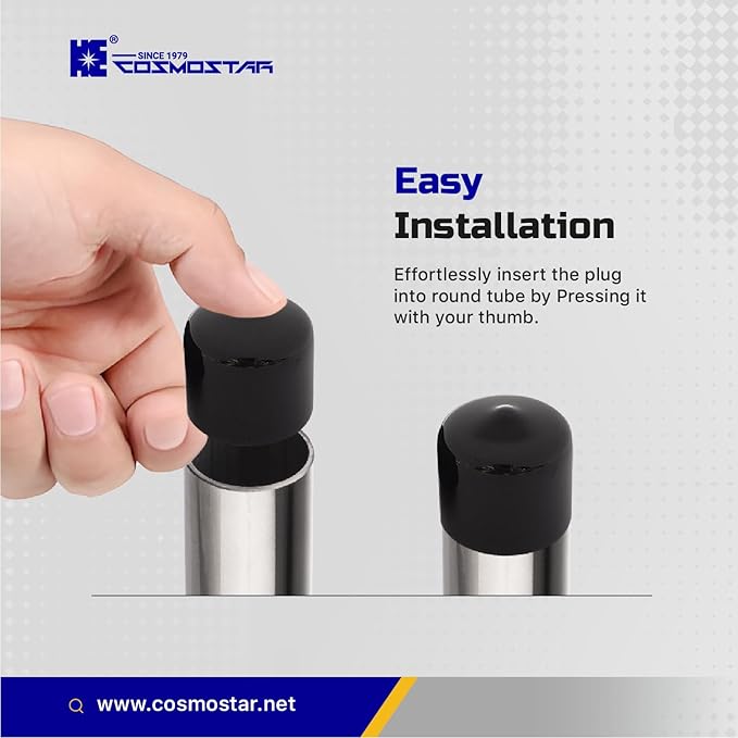 Cosmostar 1" Inch (25.4 mm) Round Rubber Hole Plugs - Durable Black End Caps for Metal Tubing, Fences, Chair & Furniture Legs | Easy Glide Protection & Secure