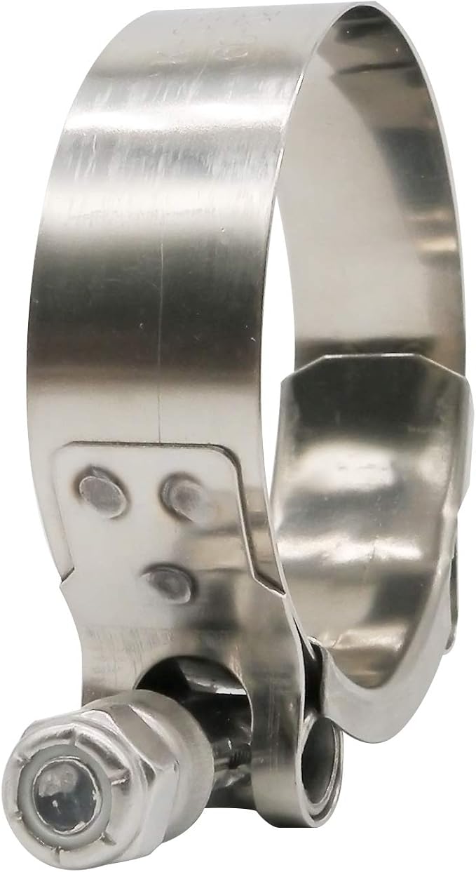 ROADFORMER 71mm - 79mm T-Bolt Hose O.D. Clamp - Working Range 2.81" - 3.11" Clamp for 3 inch Hose OD, Stainless Steel Bolt, SS Band Floating Bridge and Nylon Insert Locknut (71mm - 79mm, 2 pack)