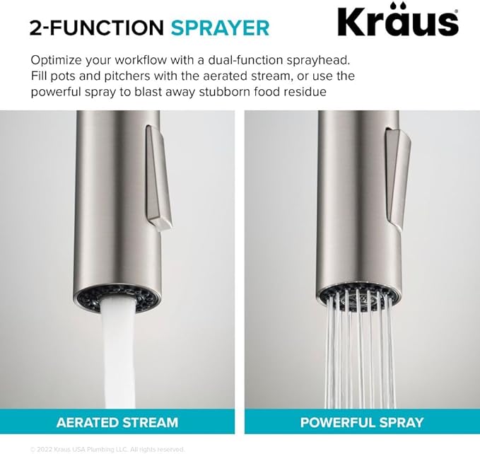 KRAUS Oletto High-Arc Single Handle Pull-Down Kitchen Faucet in Matte Black/Spot Free Black Stainless Steel, KPF-2821MBSFSB