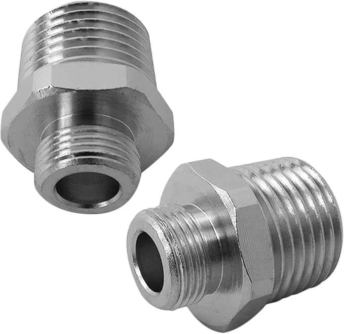 Homesweet 1/2 to 3/8 Reducer Faucet Adapter - Compression Brass Pipe Fitting, 3/8 Male to 1/2 Male Upgrade for RV Kitchen Plumbing,2pcs Water Hose Pipe Connector