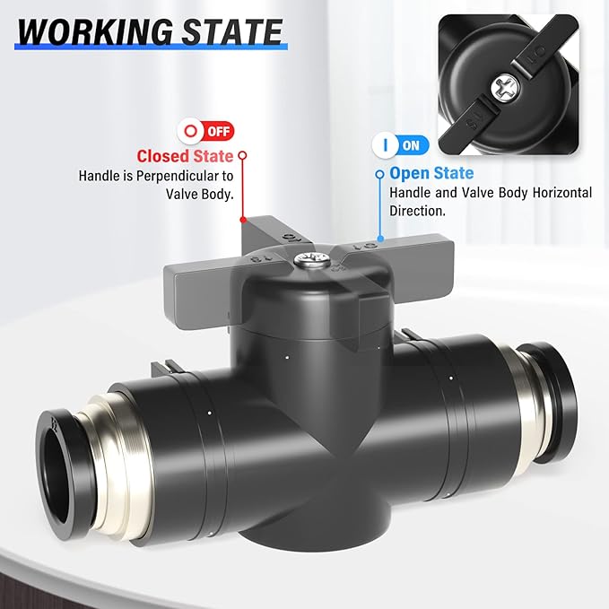 TAILONZ PNEUMATIC BVU-5/32 OD Ball Valve Air Flow Control Valve Push to Connect Fitting（Pack of 1）