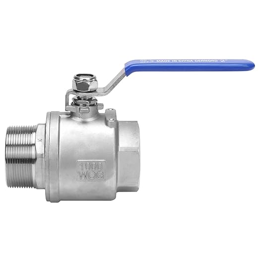 DERNORD Full Port Ball Valve 2 Inch - Male x Female Stainless Steel 304 Heavy Duty for Water, Oil, and Gas,1000WOG (2 Inch NPT)