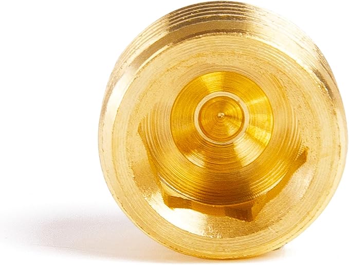 ChillWaves Brass Pipe Fitting, Internal Hex Head Socket Pipe Plug Fitting 1/2" NPT Male Thread Adapter(12-PACK)