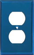 ENERLITES Duplex Receptacle Metal Wall Plate, Stainless Steel Outlet Cover, Corrosion Resistant, Standard Size 1-Gang 4.50" x 2.76", Stainless Steel 201, 7721-PBL, Polished Blue