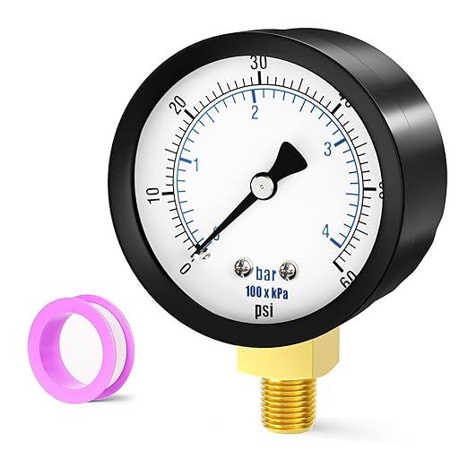 0-60PSI Well Pump Pressure Gauge 2" Dial Size, 1/8" NPT Lower Mount, 3-2-3% Accuracy, for Tube, Water Pump, Gas, Liquid, Pressure Test