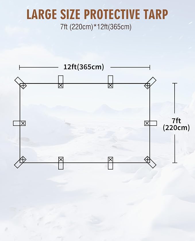 HIRALIY 20 Mil Heavy Duty Waterproof Tarp, 7x12ft Black Tarpaulin with Reinforced Webbing Loops, Multipurpose Oxford Fabric Tarp for Firewood, Roof, Camping, Pool