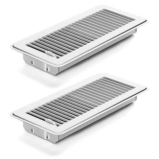 2Pcs Floor Vents Floor Registers 4x10 Inch, Heavy Duty Metal Hot Air Vent Covers 4x10 Inch with Rust-Proof Finish for Home Heater Floor Vent Grilles and Vents (2, White, 4x10 Inches)