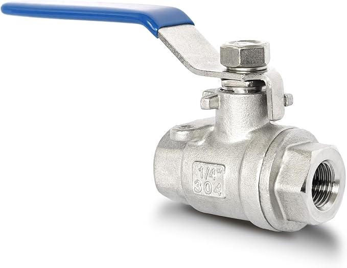 1/4" NPT Full Port Ball Valve, Female x Female Thread 2-Piece Heavy Duty Ball Valve with Blue Locking Handles 1000WOG for Water Oil Gas (1/4", DN8)