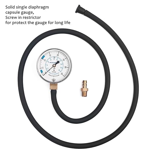 MEASUREMAN Natural Gas or LP Gas Manifold Pressure Test Kit, 0-35 "W.C., 1/4" NPT, 40" Length Hose
