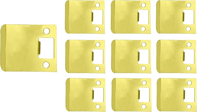 QCAA Solid Brass Extended Lip Strike, 3''X2-1/4", Polish Brass, 10 Pack, Made in Taiwan