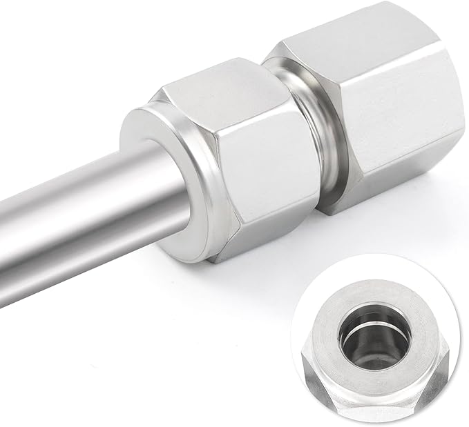 Yoebor Stainless Steel 304 Compression Tube Fitting Coupler with Double Ferrules 1/2" Tube OD x 1/4" NPT Female Adapter,Pack of 2